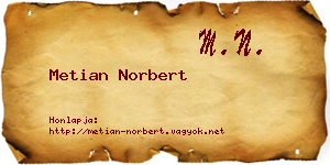 Metian Norbert névjegykártya